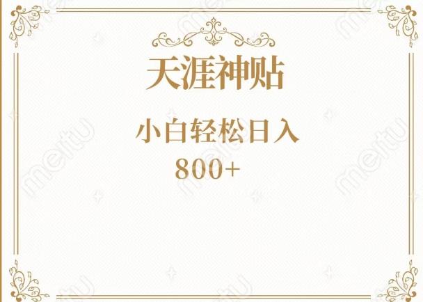 神级项目！天涯神贴再现江湖！小白轻松入手，三个月变现10w+-禾谷轻创网