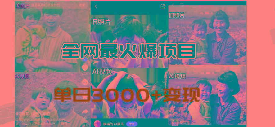 全网爆火的AI让老照片动起来教程，蹭热点日赚3000+，内含免费工具一键...-禾谷轻创网