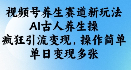 视频号养生赛道新玩法，AI古人养生操，疯狂引流变现，操作简单，单日变现多张-禾谷轻创网