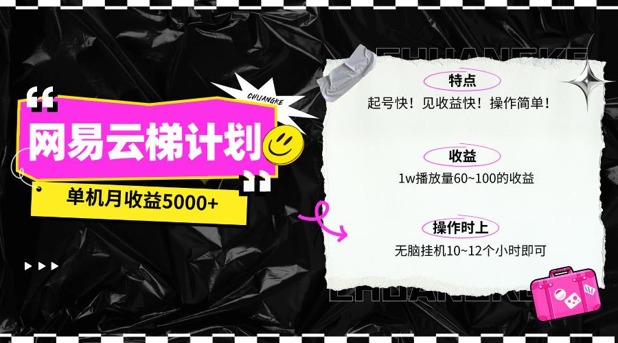 (10063期)最新网易云梯计划网页版，单机月收益5000+！可放大操作-禾谷轻创网