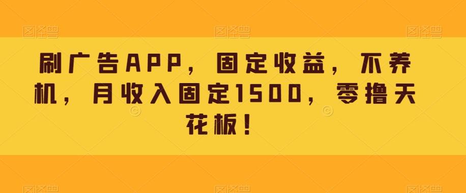 刷广告APP，固定收益，不养机，月收入固定1500，零撸天花板！-禾谷轻创网