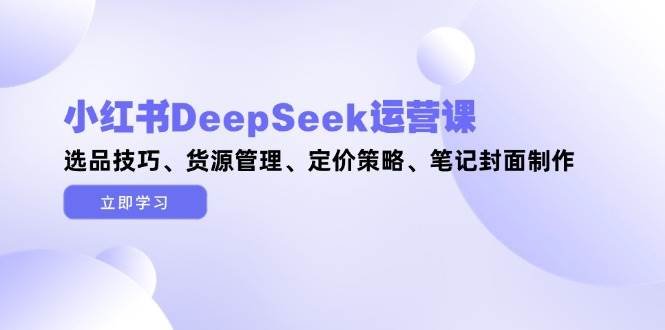 小红书DeepSeek运营课,选品技巧、货源管理、定价策略、笔记封面制作-禾谷轻创网
