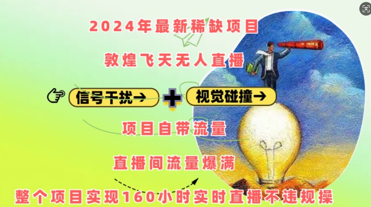 2024年最新稀缺项目敦煌飞天无人直播，项目自带流量，流量爆满，实现160小时实时直播不违规操-禾谷轻创网