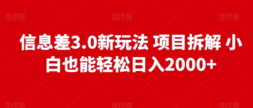 信息差3.0新玩法项目拆解小白也能轻松日入2000+-禾谷轻创网