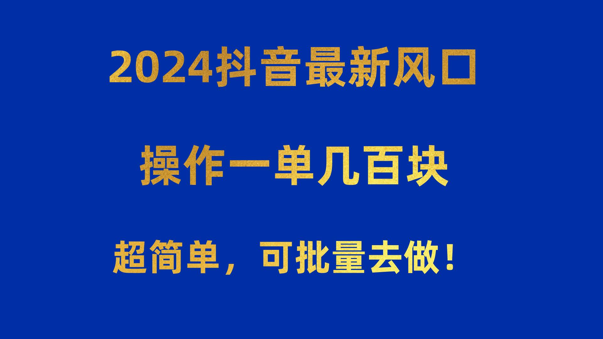 2024抖音最新风口！操作一单几百块！超简单，可批量去做！！！-禾谷轻创网