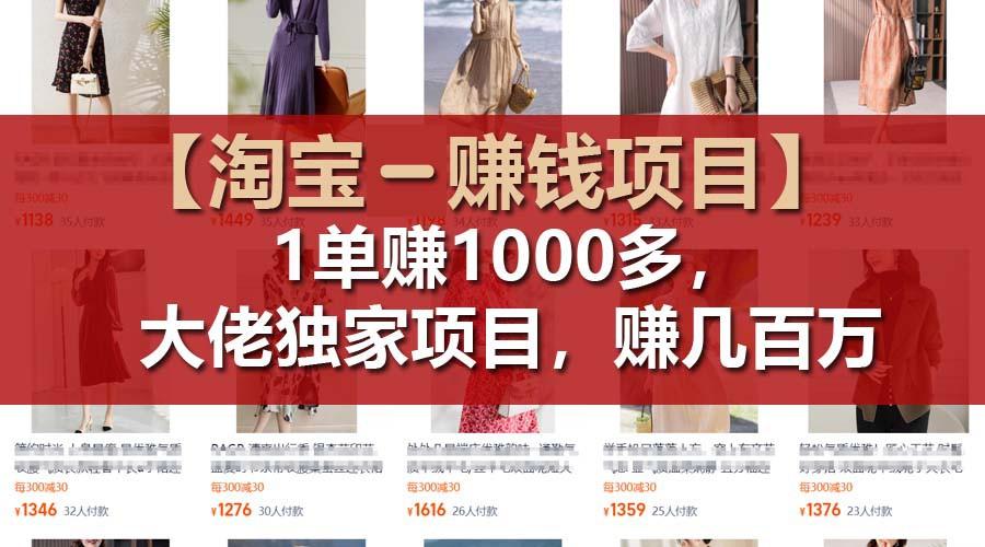 【淘宝赚钱项目】1单可赚1000多，大佬独家项目，年赚几百万-禾谷轻创网
