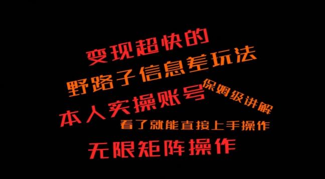 变现超快的野路子信息差玩法，本人实操账号保姆级讲解-禾谷轻创网