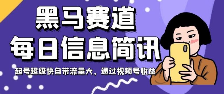 黑马赛道每日信息简讯，起号超级快自带流量大，通过视频号收益【揭秘】-禾谷轻创网