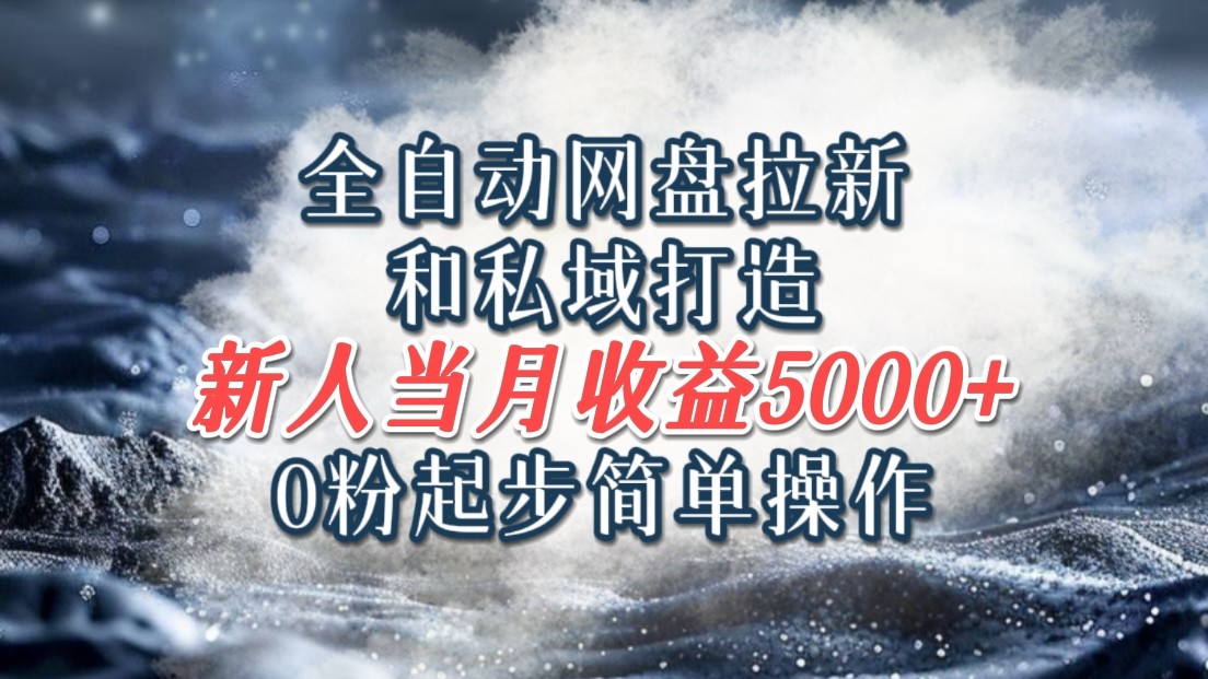 全自动网盘拉新和私域打造，0粉起步简单操作，新人入门当月收益5000以上-禾谷轻创网