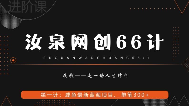 汝泉网创66计之第1计：闲鱼长期稳定项目，单笔变现300+-禾谷轻创网
