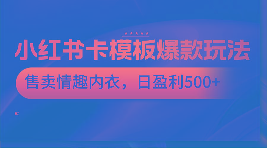小红书卡模板爆款玩法，售卖情趣内衣，日盈利500+-禾谷轻创网