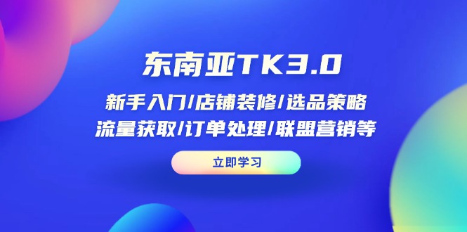 东南亚TK3.0：新手入门/店铺装修/选品策略/流量获取/订单处理/联盟营销等-禾谷轻创网