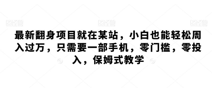 最新翻身项目就在某站，小白也能轻松周入过万，只需要一部手机，零门槛，零投入，保姆式教学-禾谷轻创网