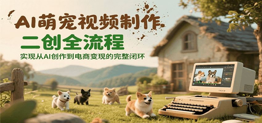AI萌宠视频制作二创全流程,实现从AI创作到电商变现的完整闭环-禾谷轻创网