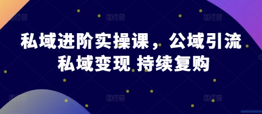 私域进阶实操课，公域引流 私域变现 持续复购-禾谷轻创网