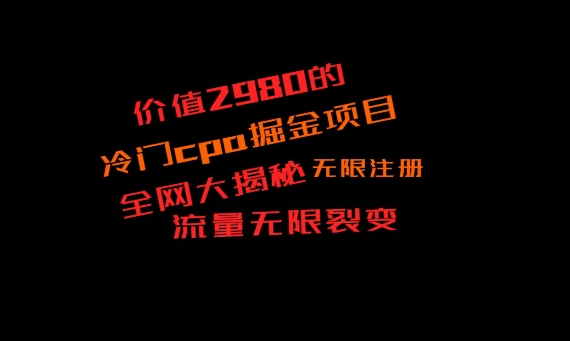 价值2980的CPA掘金项目大揭秘，号称当天收益200+，不见收益包赔双倍-禾谷轻创网