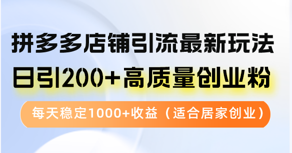 拼多多店铺引流最新玩法，日引200+高质量创业粉，每天稳定1000+收益(...-禾谷轻创网