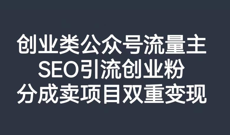 创业类公众号流量主，SEO引流创业粉，分成卖项目双重变现【揭秘】-禾谷轻创网