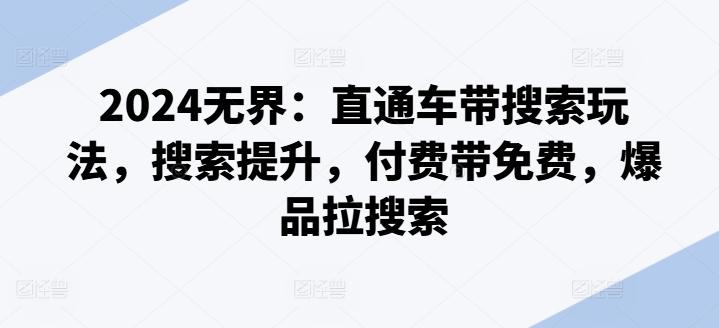 2024无界：直通车带搜索玩法，搜索提升，付费带免费，爆品拉搜索-禾谷轻创网