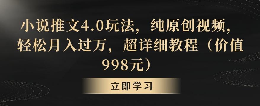 小说推文4.0玩法，纯原创视频，轻松月入过万，超详细教程(价值998元)【揭秘】-禾谷轻创网