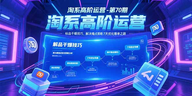 淘系高阶运营-第70期，标品干爆技巧，解决难点策略，大佬操盘方法-禾谷轻创网