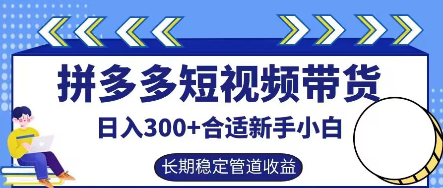 拼多多短视频带货日入300+有长期稳定被动收益，合适新手小白【揭秘】-禾谷轻创网