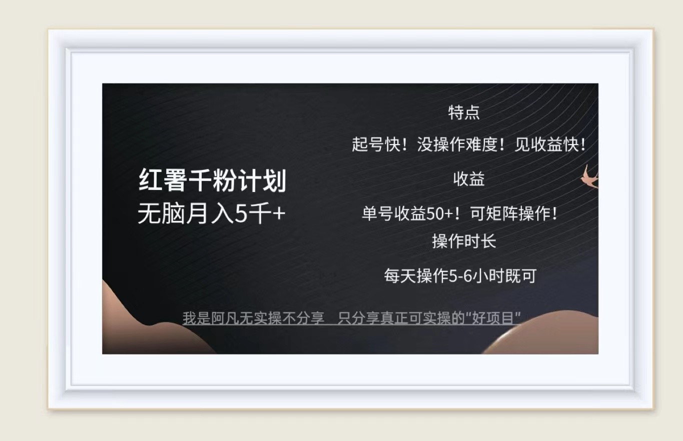 红薯千粉计划无脑月入5千+！既做既赚！-禾谷轻创网
