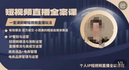 高品质IP短视频直播全案课程，一堂课俯瞰短视频直播玩法-禾谷轻创网