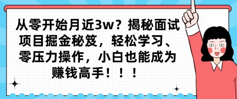 从零开始月近3w？揭秘面试项目掘金秘笈，轻松学习、零压力操作，小白也能成为赚钱高手-禾谷轻创网