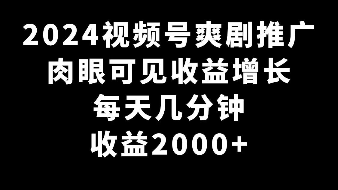2024视频号爽剧推广，肉眼可见的收益增长，每天几分钟收益2000+-禾谷轻创网