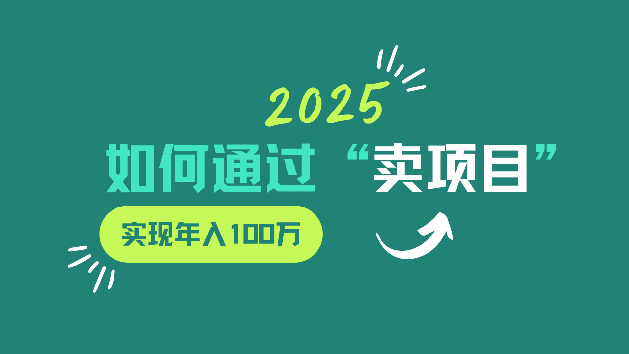 2025年如何通过“卖项目”实现年入100w-禾谷轻创网