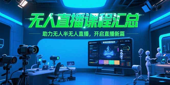 无人直播课程汇总，含非实时防风技术，助力无人半无人直播，开启直播新篇-禾谷轻创网
