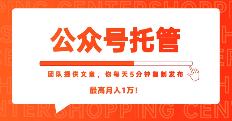 【公众号托管 】我提供文章，你每天５分钟复制发布，最高月入1W-禾谷轻创网