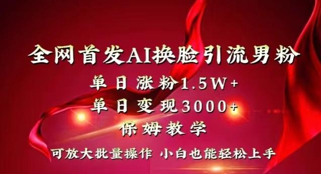 全网首发Ai换脸引流男粉，单日涨粉1.5w+，单日变现3000+，小白也能轻松上手拿结果【揭秘】-禾谷轻创网
