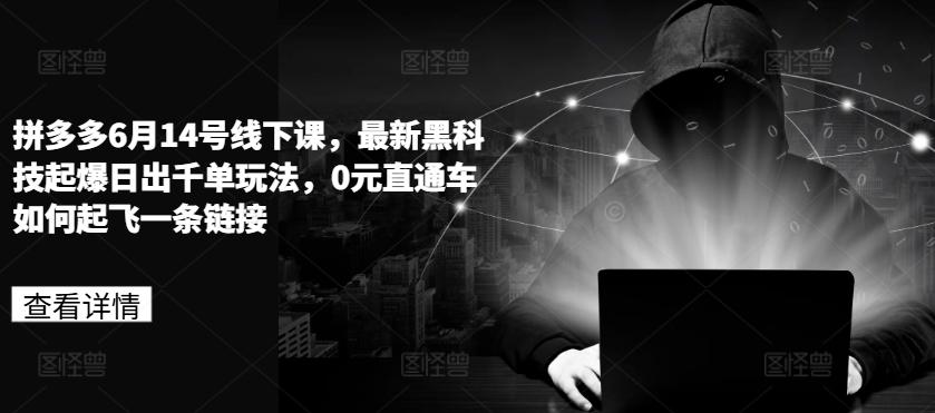 拼多多6月14号线下课，最新黑科技起爆日出千单玩法，0元直通车如何起飞一条链接-禾谷轻创网