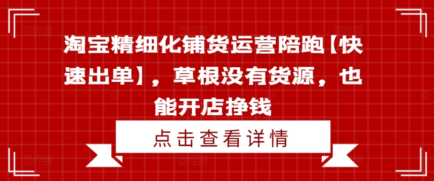 淘宝精细化铺货运营陪跑【快速出单】，草根没有货源，也能开店挣钱-禾谷轻创网