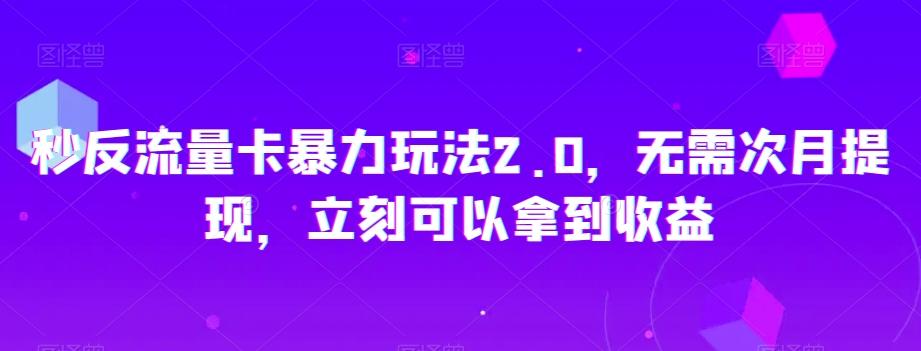 秒反流量卡暴力玩法2.0，无需次月提现，立刻可以拿到收益【揭秘】-禾谷轻创网