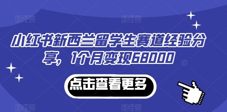 小红书新西兰留学生赛道经验分享，1个月变现68000【揭秘】-禾谷轻创网