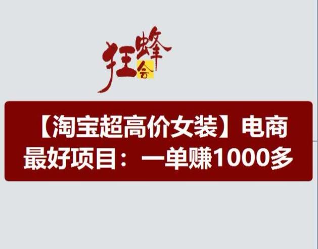 淘宝超高价女装项目，电商最好赛道，一单赚1000多-禾谷轻创网