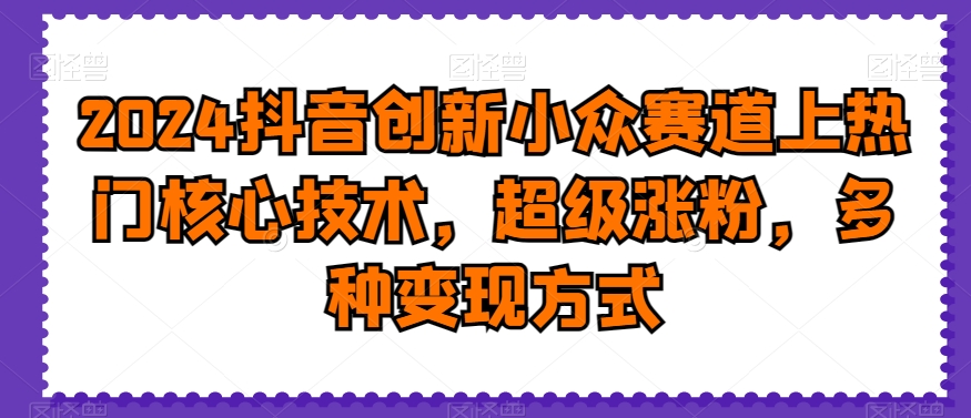 2024抖音创新小众赛道上热门核心技术，超级涨粉，多种变现方式【揭秘】-禾谷轻创网