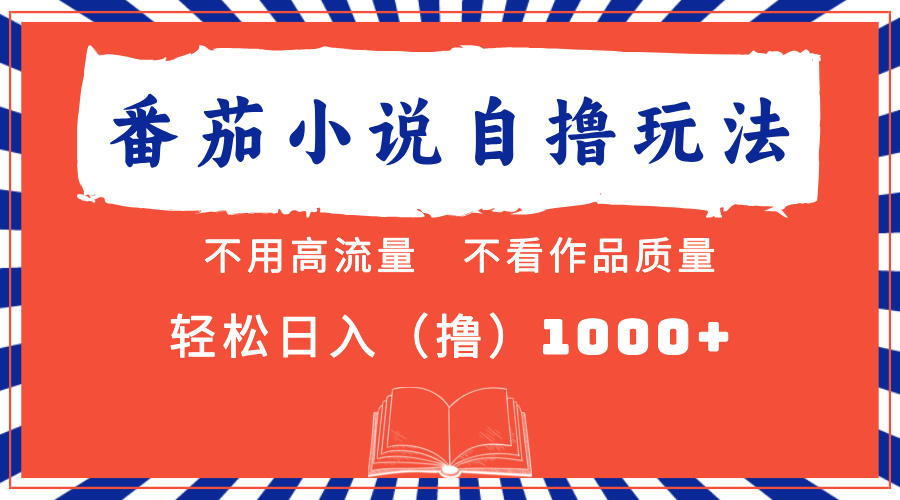 番茄小说最新自撸 不看流量 不看质量 轻松日入1000+-禾谷轻创网