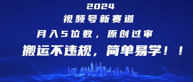 2024视频号新赛道，月入5位数+，原创过审，搬运不违规，简单易学【揭秘】-禾谷轻创网