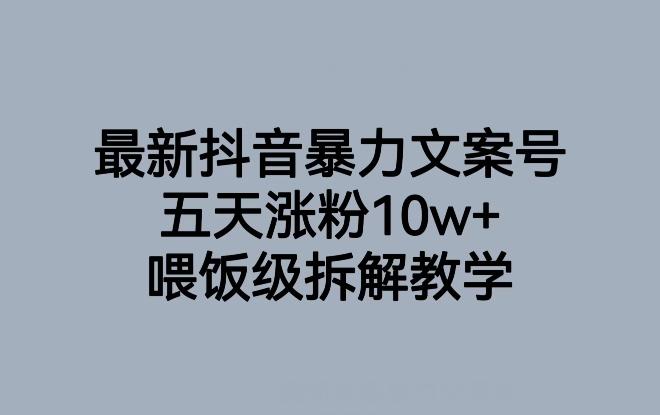最新抖音暴力文案号，五天涨粉10w+，喂饭级拆解教学-禾谷轻创网