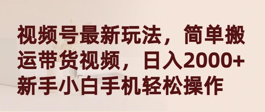 (9486期)视频号最新玩法，简单搬运带货视频，日入2000+，新手小白手机轻松操作-禾谷轻创网