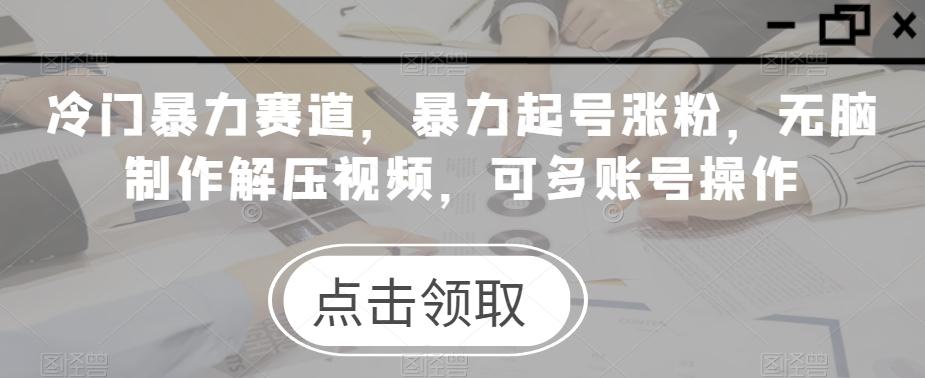 冷门暴力赛道，暴力起号涨粉，无脑制作解压视频，可多账号操作-禾谷轻创网