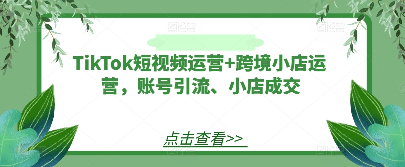 TikTok短视频运营+跨境小店运营，账号引流、小店成交-禾谷轻创网