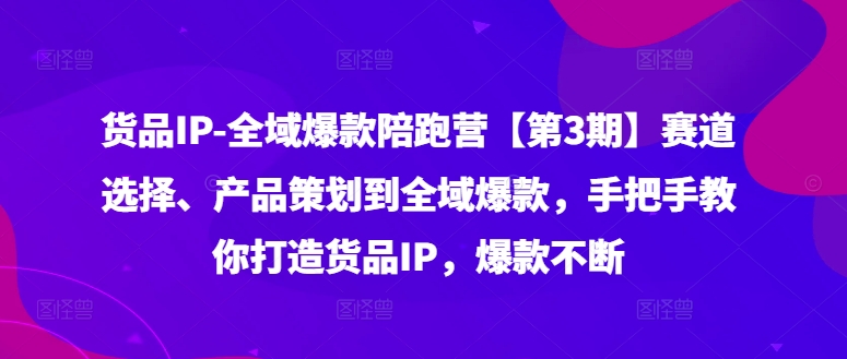 货品IP全域爆款陪跑营【第3期】赛道选择、产品策划到全域爆款，手把手教你打造货品IP，爆款不断-禾谷轻创网