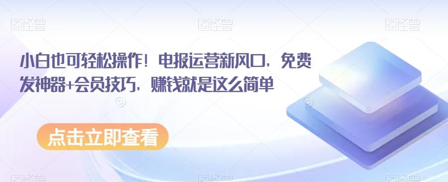 小白也可轻松操作！电报运营新风口，免费发神器+会员技巧，赚钱就是这么简单-禾谷轻创网