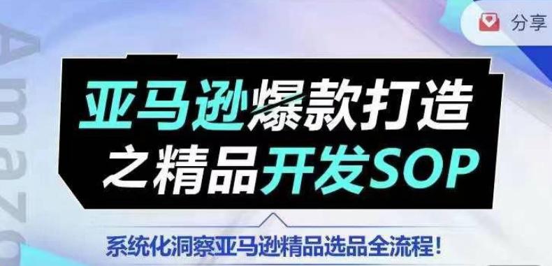 【训练营】亚马逊爆款打造之精品开发SOP，系统化洞察亚马逊精品选品全流程-禾谷轻创网