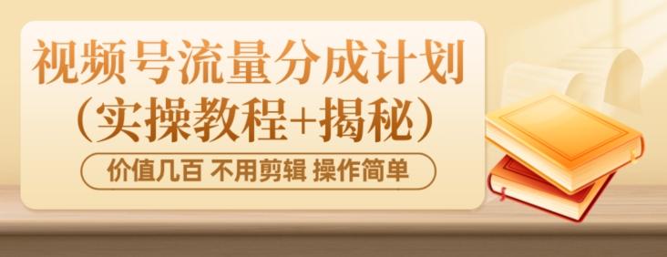 价值几百上千不用剪辑简单操作视频号流量分成计划（实操教程+揭秘）-禾谷轻创网